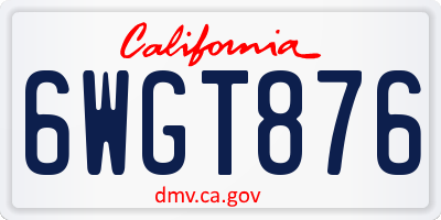 CA license plate 6WGT876