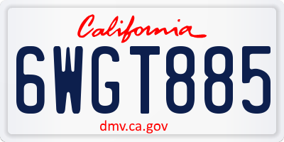 CA license plate 6WGT885