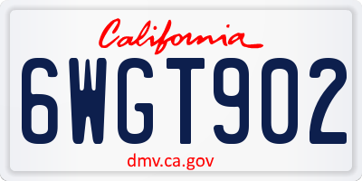 CA license plate 6WGT902