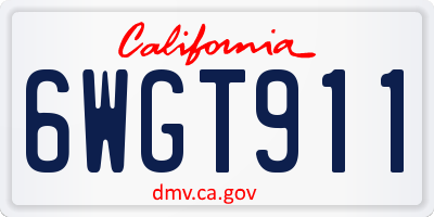 CA license plate 6WGT911