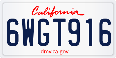 CA license plate 6WGT916