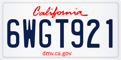 CA license plate 6WGT921