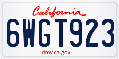 CA license plate 6WGT923