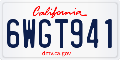 CA license plate 6WGT941