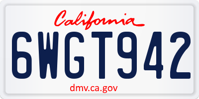 CA license plate 6WGT942