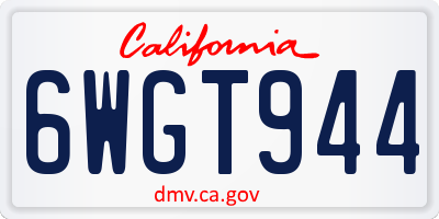 CA license plate 6WGT944