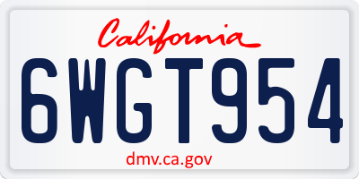 CA license plate 6WGT954
