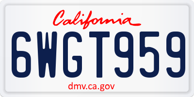CA license plate 6WGT959