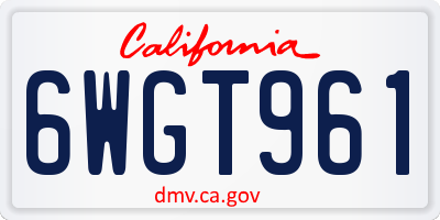 CA license plate 6WGT961