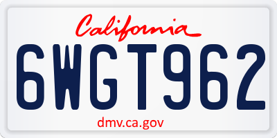 CA license plate 6WGT962