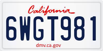 CA license plate 6WGT981