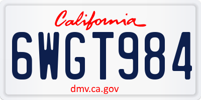 CA license plate 6WGT984