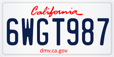 CA license plate 6WGT987