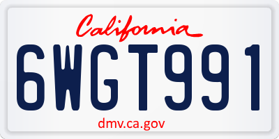 CA license plate 6WGT991