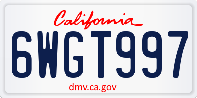 CA license plate 6WGT997