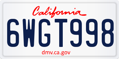 CA license plate 6WGT998