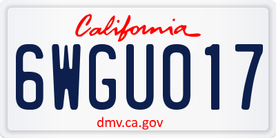 CA license plate 6WGU017