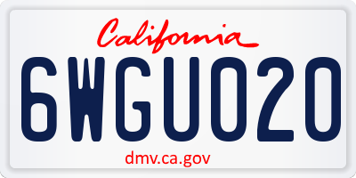 CA license plate 6WGU020