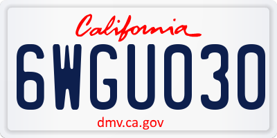CA license plate 6WGU030
