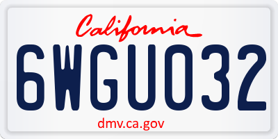 CA license plate 6WGU032