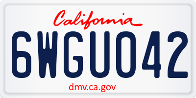 CA license plate 6WGU042