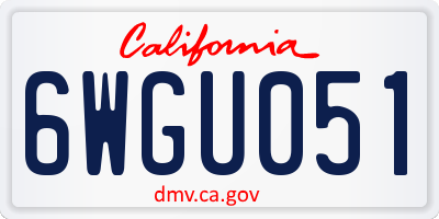 CA license plate 6WGU051