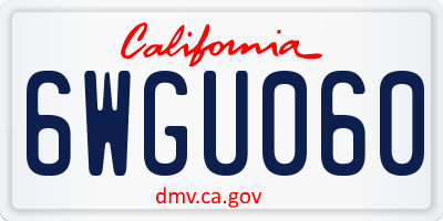 CA license plate 6WGU060