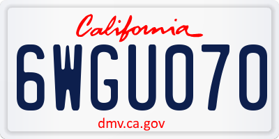 CA license plate 6WGU070