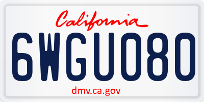 CA license plate 6WGU080
