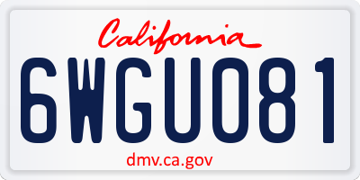 CA license plate 6WGU081