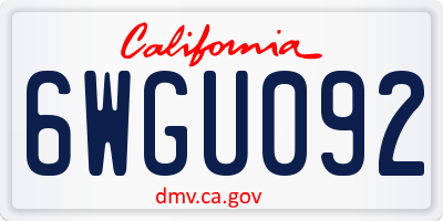 CA license plate 6WGU092