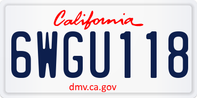 CA license plate 6WGU118