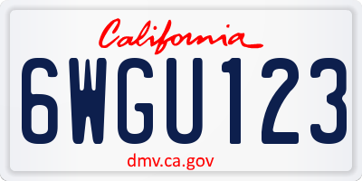 CA license plate 6WGU123