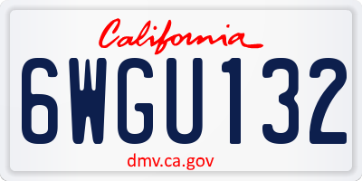 CA license plate 6WGU132