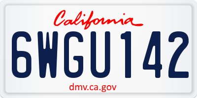 CA license plate 6WGU142