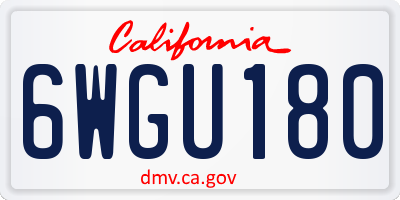 CA license plate 6WGU180
