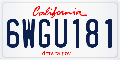 CA license plate 6WGU181