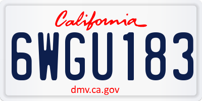 CA license plate 6WGU183