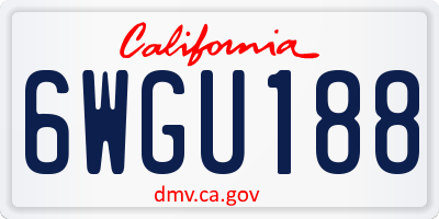 CA license plate 6WGU188