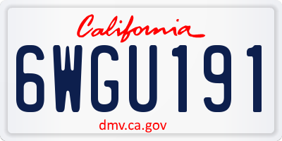 CA license plate 6WGU191