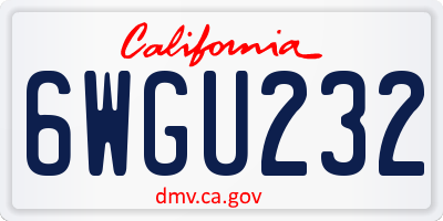 CA license plate 6WGU232