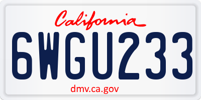 CA license plate 6WGU233