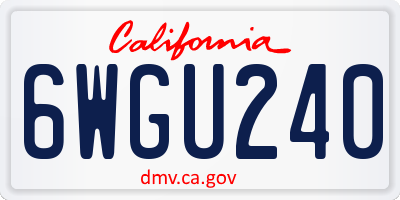 CA license plate 6WGU240
