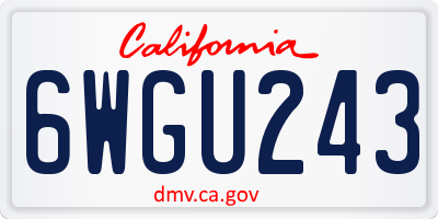 CA license plate 6WGU243
