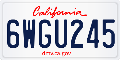 CA license plate 6WGU245