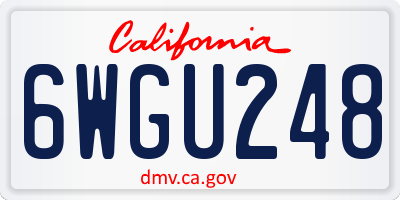 CA license plate 6WGU248