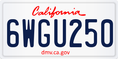CA license plate 6WGU250