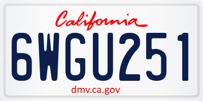CA license plate 6WGU251