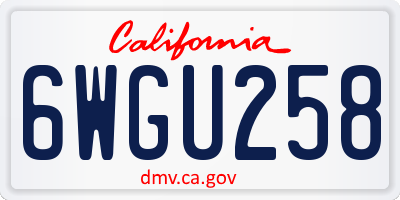 CA license plate 6WGU258