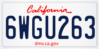 CA license plate 6WGU263